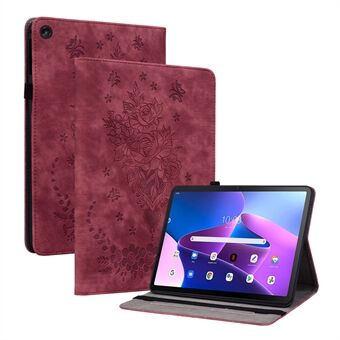 For Lenovo Tab M10 (Gen 3) Støtsikker PU Lær Case Med Innpreget Design Stativ Tablet Cover med Penn Holder
