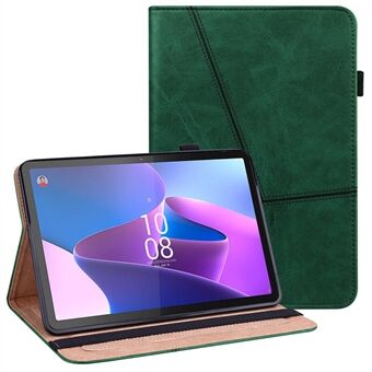 Tablet-Etui med kortspor for Lenovo Tab P11 Gen 2 - Linje Preget Lærbeskyttende Etui med Stativ