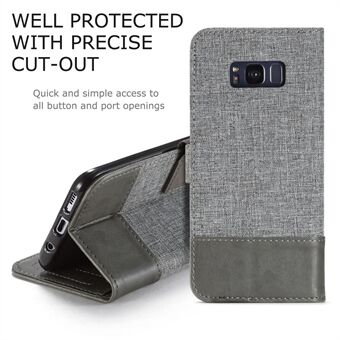 Stand Leather Canvas Skjøtestativ Mobiltelefondeksel for Samsung Galaxy S8 G950