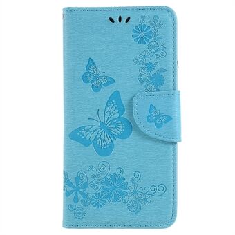 Stand sommerfuglblomster lommebokstativ lærveske til Samsung Galaxy A8 (2018)