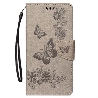 For Samsung Galaxy S10 Imprint Butterfly Flower Wallet Lærveske