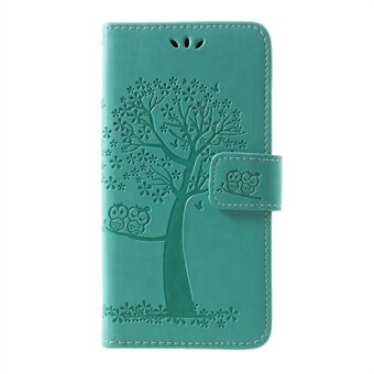 Imprint Tree Owl Pattern PU lær lommebokveske til Samsung Galaxy S10