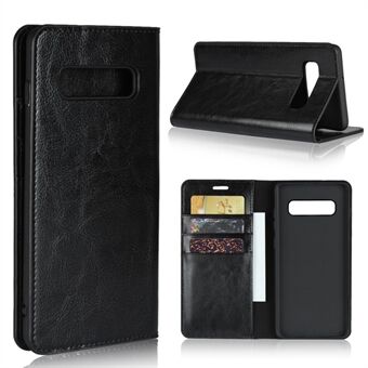 Crazy Horse ekte lærveske med lommebok til Samsung Galaxy S10 Plus - svart
