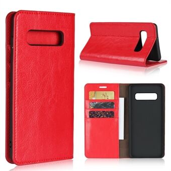 Crazy Horse Wallet Stand Genuine Leather Case for Samsung Galaxy S10 Plus