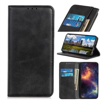 Auto-absorbert Split Leather Wallet Stand Case Shell for Samsung Galaxy S10 Plus - Svart