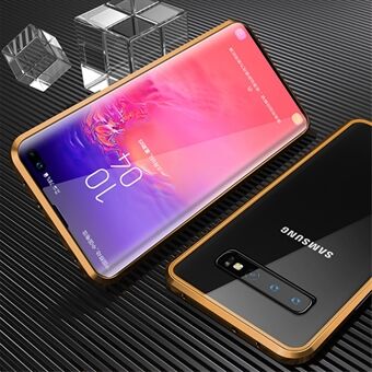 Heldekkende magnetisk metallramme + telefondeksel i herdet glass for Samsung Galaxy S10 Plus