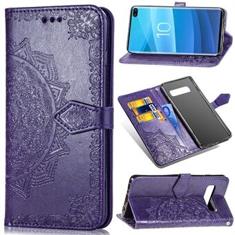 Preget Mandala Flower Wallet Stand Telefonbeskyttelsesdeksel for Samsung Galaxy S10 Plus