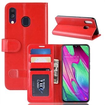 Crazy Horse PU-lær Flip- Stand Mobildeksel med lommebok til Samsung Galaxy A40