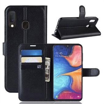 Litchi Texture Wallet Stand Lærbeskyttende telefonveske til Samsung Galaxy A20e