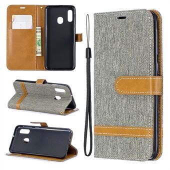 Jeans Cloth Leather Wallet Case for Samsung Galaxy A20e