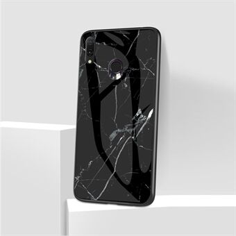 Marmormønster herdet glass bakside Hybrid-deksel til Samsung Galaxy A20e