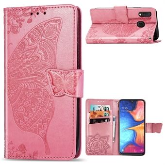 Big Butterfly Imprinting Design Leather Wallet Phone Shell for Samsung Galaxy A20e