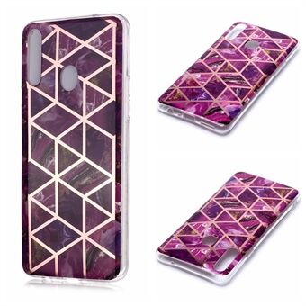 For Samsung Galaxy A20s marmormønster IMD TPU mobildeksel i rosa gullbelagt telefondeksel