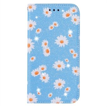Daisy Pattern Flash Powder Phone Case Kortholder Lærskal til Samsung Galaxy A51 SM-A515 / M40S