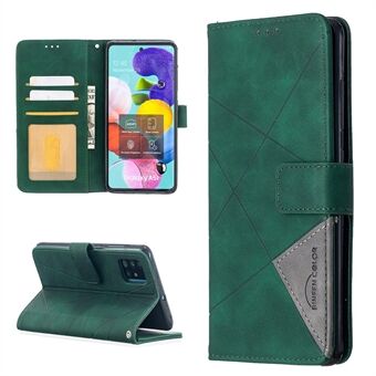 BF05 Geometric Texture Wallet Stand Leather Case for Samsung Galaxy A51 SM-A515