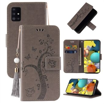 Imprint Lucky Tre lommebok Stand Leather Casing for Samsung Galaxy A51 SM-A515