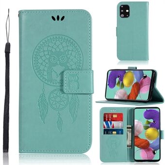 Imprinted Dream Catcher Owl Leather Wallet Stand Case for Samsung Galaxy A71