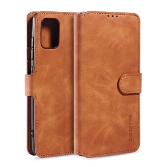 DG.MING Retro Style Leather Wallet Stand Shell for Samsung Galaxy A71