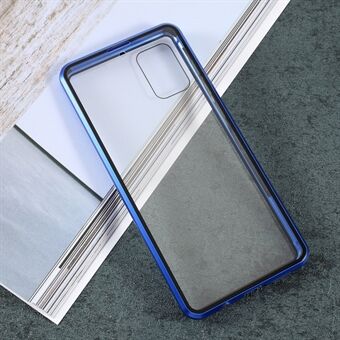 Dobbeltsidig herdet glass + magnetisk adsorpsjon metallramme Unique deksel for Samsung Galaxy A71 SM-A715