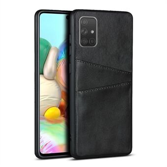 Dual Card Slots PU Leather Coated TPU Phone Cover for Samsung Galaxy A71 SM-A715