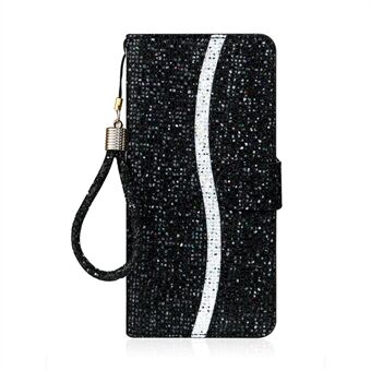 Glittery Powder Splicing Wallet Stand Leather Shell for Samsung Galaxy S20 Plus