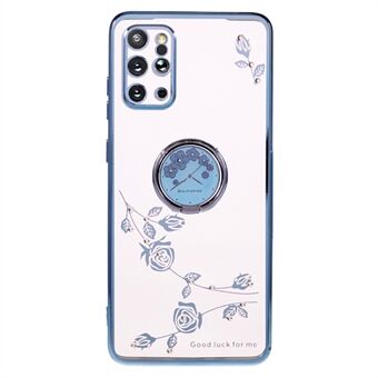 For Samsung Galaxy S20 Plus 5G / 4G blomstermønster TPU-deksel Rhinestone galvanisering Kickstand telefondeksel
