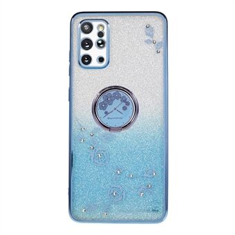 For Samsung Galaxy S20 Plus 5G / 4G TPU-telefonveske Blomstermønster Glitter Gradient Rhinestone-telefon Kickstand-deksel