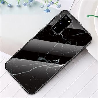 Marmor korn mønster herdet glass PC + TPU telefonveske til Samsung Galaxy S20