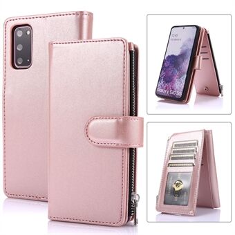 Skinnbelagt TPU lommeboktelefonstativ-deksel med 9 kortspor Stand -skall for Samsung Galaxy S20