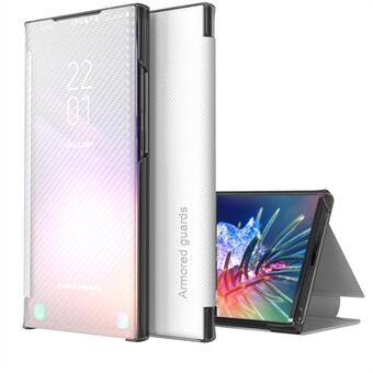 Gjennomskinnelig anti-fingeravtrykk Folio Flip Karbonfiber Hard PC Kickstand-deksel for Samsung Galaxy S20 5G / 4G