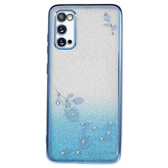 For Samsung Galaxy S20 5G / 4G Gradient Glitter TPU telefonveske Rhinestone Flower Pattern Cover