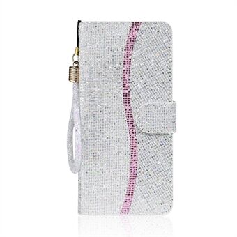Glittery Pulver Splicing Wallet Stand Leather Case for Samsung Galaxy A41 (Global versjon)