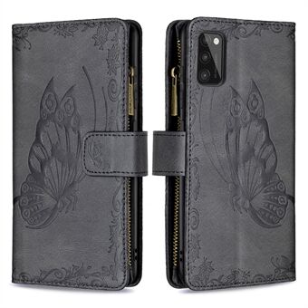 Glidelås lomme design trykt sommerfugl mønster lommebok Stand lær telefonveske skall til Samsung Galaxy A41 (global versjon)