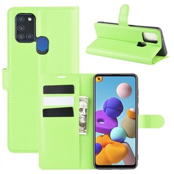 Litchi Grain Wallet Leather Cool Cover for Samsung Galaxy A21s Stand Telefonveske