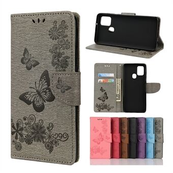 Imprint Flower Butterfly Leather Wallet Case for Samsung Galaxy A21s