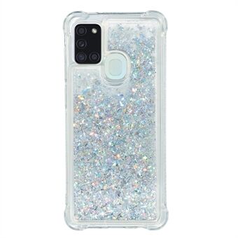Pure Color Glitter Powder Quicksand Style TPU-deksel til Samsung Galaxy A21s