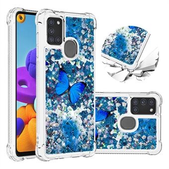 Liquid Glitter Powder Patterned Quicksand Shockproof TPU Back Case for Samsung Galaxy A21s