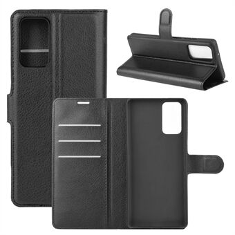 Litchi-skinn med lommebok-skinndeksel til Samsung Galaxy Note 20/Note 20 5G - Svart