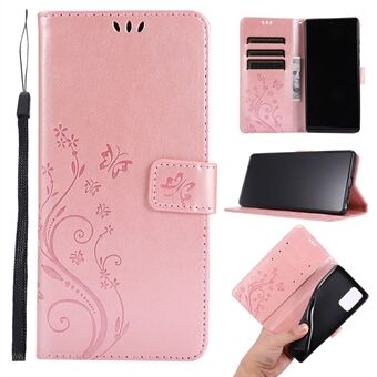 Butterfly Flower Imprinting Lommebokstativ Stand for Samsung Galaxy Note 20 / Note 20 5G