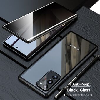 Magnetisk metallramme + dobbeltsidig herdet glassveske Anti-peep-skall for Samsung Galaxy Note20 Ultra/Note20 Ultra 5G