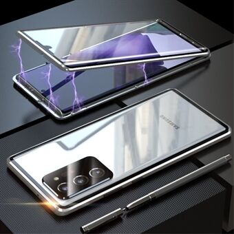 Magnetisk installasjon metallramme + herdet glass beskyttelsesdeksel på alle sider med linsedeksel for Samsung Galaxy Note20 Ultra/Note20 Ultra 5G