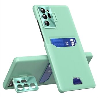 For Samsung Galaxy Note20 Ultra / Note20 Ultra 5G metalllinseramme Kickstand telefonveske PU-skinn + PC-støtsikkert deksel med kortsporholder