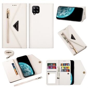 Kort + lang stropp Design Glidelås Lommebok Stand Skinn Telefondeksel Shell for Samsung Galaxy A42 5G