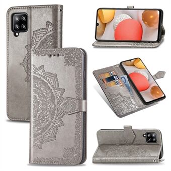 Embossed Mandala Flower PU Leather Wallet Shell Case for Samsung Galaxy A42 5G