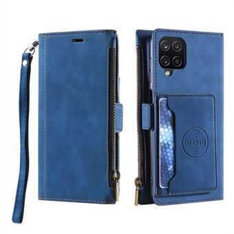Multifunksjonell lommebok med glidelås i PU-lær mobiltelefonskalldeksel med stativ og stropp for Samsung Galaxy A42 5G