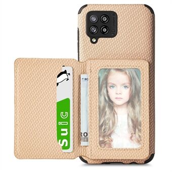 Anti Scratch Carbon Fiber Texture Card Holder Design PU-skinn og TPU-telefondeksel med støtte for Samsung Galaxy A42 5G