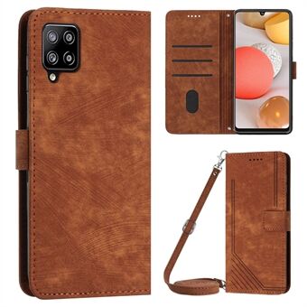 For Samsung Galaxy A42 5G / M42 5G Imprinted Lines Stand Telefondeksel Lommebokveske PU Leather Flip Shell