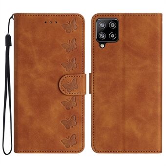Skinndeksel til Samsung Galaxy A42 5G Horisontalt Stand Butterfly-påtrykt lommebokflip-veske