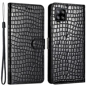 For Samsung Galaxy A42 5G Book Style Crocodile Texture Telefonveske Skinndeksel Stand lommebok med håndstropp