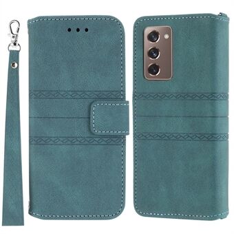 For Samsung Galaxy Z Fold2 5G praktiske lommebokkortspor Telefonflip-etui påtrykt mønster Anti- Scratch Stilig PU-skinn + TPU-telefondeksel med Stand